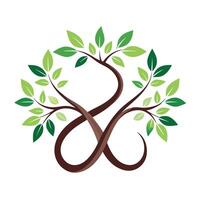 Conceptual tree illustration featuring infinity loop foliage conveying the idea of forever and continuity vector