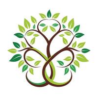 Symbolic tree design with infinity loop leaves representing eternity and limitless potential vector