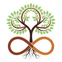 Modern tree illustration with branches shaped as infinity symbols symbolizing unending cycles and concepts vector