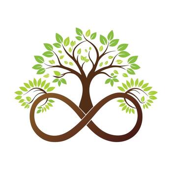 moderno árbol obra de arte con un infinito símbolo en sus maletero simbolizando continuo vida y de la naturaleza ciclo vector