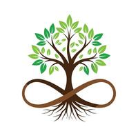Modern tree artwork with roots in the form of infinity symbols symbolizing unending support and connection vector