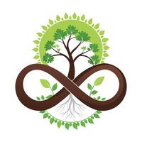 Symbolic tree design with branches shaped as infinity symbols symbolizing unending cycles and concepts vector