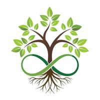 Conceptual tree design with roots shaped as infinity symbols representing endless connection and growth vector