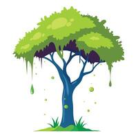 Modern tree illustration with an ink splash as the crown creating an abstract and artistic visual vector