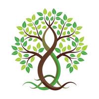 Continuous tree design featuring intertwined vines creating an infinity symbol conveying timelessness vector