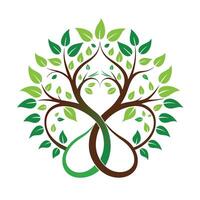 Forever tree artwork with intertwined vines forming an infinity symbol symbolizing unending cycles vector
