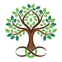 Eternal tree illustration with intertwined vines forming an infinity symbol representing endless growth vector