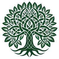 Modern tree illustration with interwoven Celtic knot shapes for its branch design vector