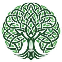 Minimalist tree illustration with flowing interwoven Celtic knot branches vector