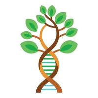 Abstract tree artwork featuring an interwoven DNA helix as its trunk vector