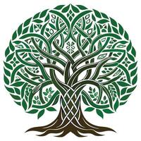 Stylized tree artwork with complex interwoven Celtic knots as its branches vector