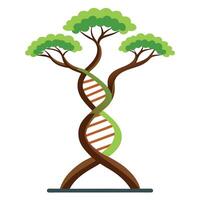 Modern tree graphic featuring an interwoven DNA strand as its abstract trunk vector