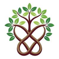 Abstract tree artwork featuring interwoven infinity shapes as its branches vector