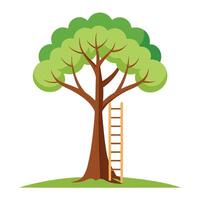 Modern tree illustration with an interwoven ladder design for its trunk vector
