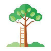 Abstract tree artwork featuring an interwoven ladder structure as its trunk vector