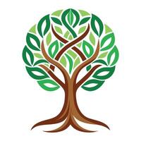 Modern tree artwork featuring an interwoven spiral as its abstract trunk design vector