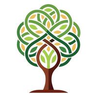 Unique tree graphic showcasing an interwoven spiral as its stylized trunk vector