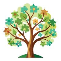 Abstract tree artwork featuring jigsaw puzzle shapes as its foliage vector