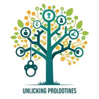 Modern tree illustration with key-shaped patterns for its branch design vector