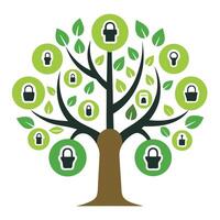 Abstract tree artwork featuring keyhole and lock motifs as its foliage vector