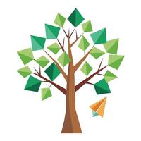 Abstract tree artwork featuring colorful kite shapes as its leaves vector