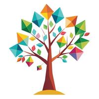 Playful tree with kite-shaped leaves soaring in a flat design concept vector