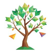 Modern tree illustration with kite patterns for its leaf design in a flat style vector