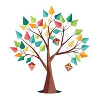 Stylized tree illustration with kite-inspired shapes for its leaf design vector