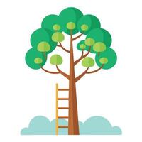 Conceptual tree illustration with ladders designed as its branches for ascent vector