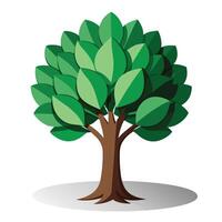 Unique tree graphic showcasing a layered shadow paper-cut technique for depth vector