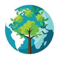 Global tree artwork showcasing a leaf canopy forming the shape of the Earth vector