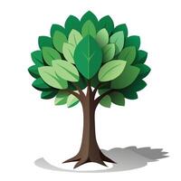 Modern tree illustration with a layered shadow design creating a paper-cut style vector