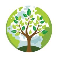 Conceptual tree with its leaf canopy shaped like a world globe vector