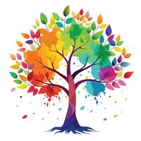 Creative tree design featuring leaf-shaped watercolor blobs for a vibrant and artistic expression vector
