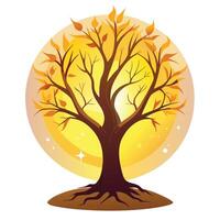 Hopeful tree artwork with a leafless silhouette and a glowing aura representing resilience and renewal vector