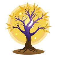 Ethereal tree illustration with a leafless silhouette and a glowing aura representing resilience vector