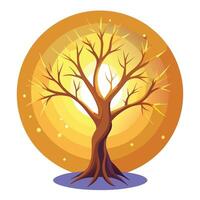 Mystical tree illustration with a leafless silhouette and a glowing aura symbolizing strength and renewal vector