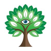 Insightful tree design with a leafy canopy in the shape of an eye representing vision and awareness vector