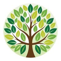 Abstract tree design with leafy circles forming the canopy in a simple and modern style vector