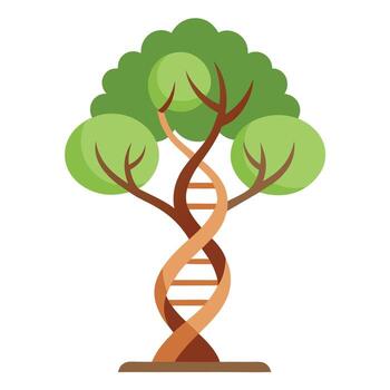 Scientific tree artwork with a leafy DNA helix forming the trunk symbolizing the blueprint of life vector