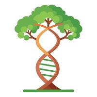 Genetic tree design featuring a leafy DNA helix as the trunk conveying themes of life and evolution vector