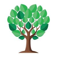 Romantic tree design featuring a leafy heart as the trunk conveying themes of love and affection vector