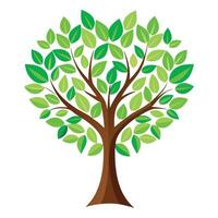 Caring tree illustration with a leafy heart-shaped trunk representing love and nurturing vector