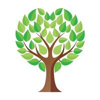 Loving tree illustration with a leafy heart-shaped trunk representing love and nature vector