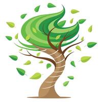 Dynamic tree illustration with a leafy tornado spiral design representing energy and nature's power vector