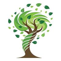 Whirlwind tree illustration with a leafy tornado spiral design representing nature's powerful energy vector