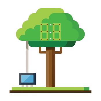 Punctual tree design featuring leaves forming a digital clock display conveying the concept of time vector