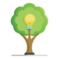 Inspirational tree illustration with leaves forming a lightbulb shape representing bright ideas and innovation vector