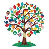 Symbolic tree artwork with leaves in the form of a country flag symbolizing national unity and pride vector