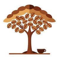Caffeinated tree design featuring leaves made of coffee beans conveying themes of energy and aroma vector